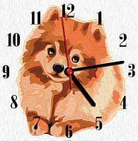 Картина по номерам годинник собака "Шпиц" 30*30 см melmil