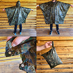 Пончо дощовик піксель із люверсами для військових, рибалок, мисливців туристів