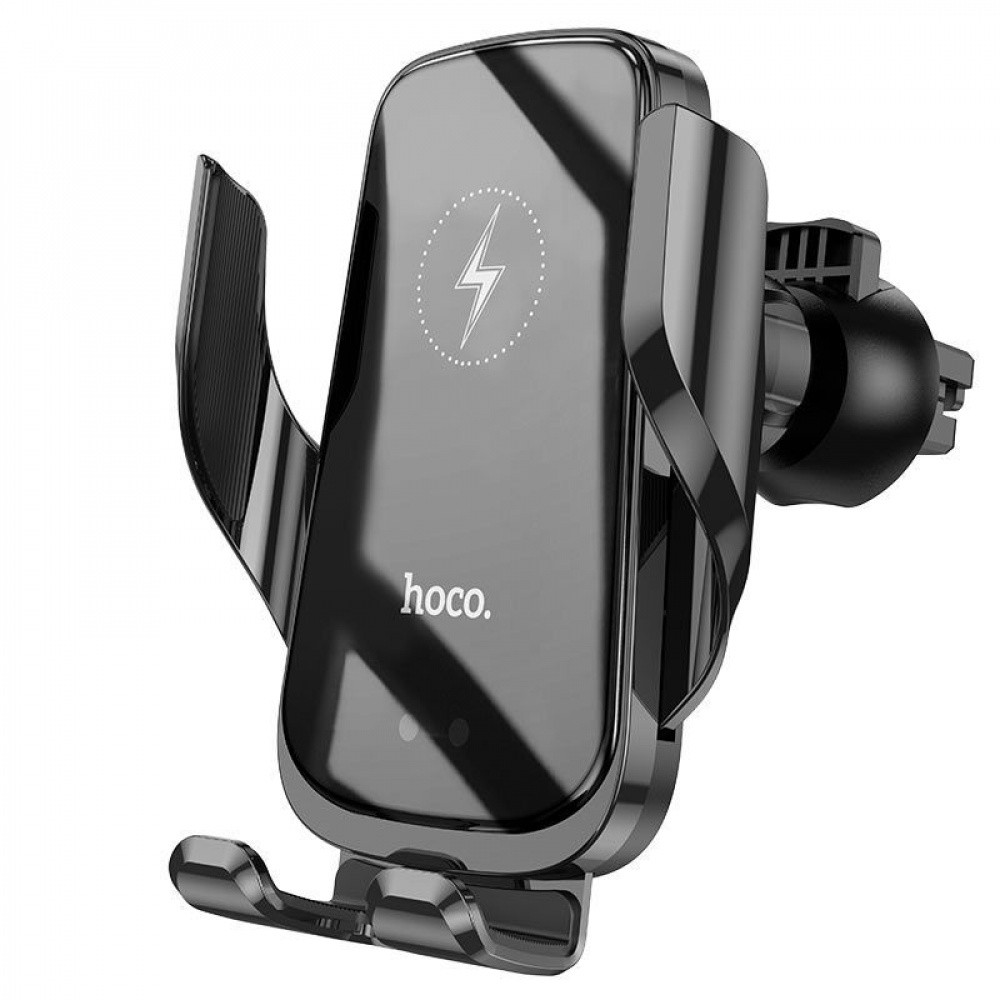 Автотримач для телефона Hoco CA202 15W black кріплення з бездротовою зарядкою