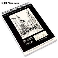 Бумага для скетчинга и рисования А5 250 г\м2 на 50 листов, альбом на спирали с плотной бумагой
