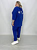 Вільний прогулянковий костюм трійка. " Королева " Blue & White подовжена кофта штани футболка 66-68, фото 8
