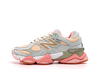 Кроссовки женские New Balance 9060 серые с розовым, Нью Баланс 9060 замша, текстиль. код KD-14295