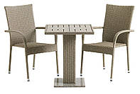 Комплект плетеной мебели для сада и дачи натура (2 кресла и столик на ножке), bobi
