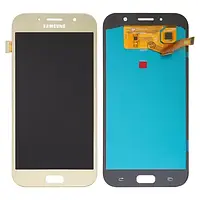 Дисплей для Samsung A720 Galaxy A7 (2017), золотистий, без рамки,(OLED)