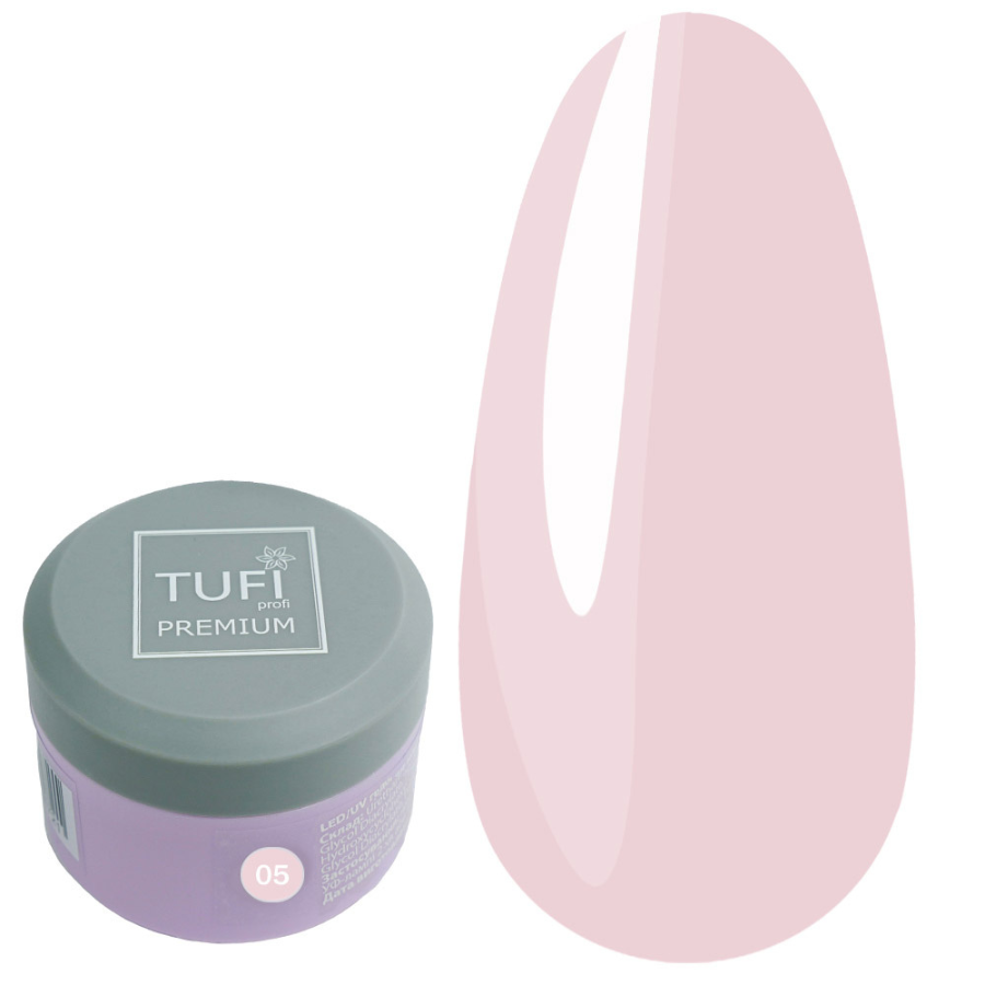 LED/UV гель для нарощення TUFI profi PREMIUM Gel 05 First Lady 15 г, фото 1
