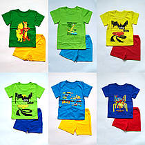 Детский летний комплект для мальчика футболка с печатью и шорты 2,3,4,5,6,7,8 лет