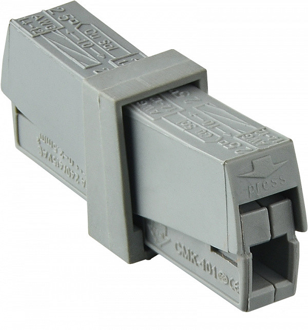 Клемник з'єднувальний АСКО-УКРЕМ CMK-201, 2-провідний безгвинтовий, 24A, сірий