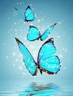 Алмазная мозаика полная выкладка стразами Бабочки голубые 20*30 см