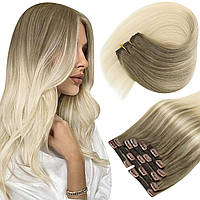 18 Inch (Pack of 1) C-#Ba8M/60 Солнечная заколка для наращивания волос Человеческие волосы Блондинка Зако