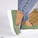 Жіночі замшеві мокасини оливкового кольору, фото 8