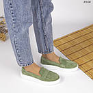 Жіночі замшеві мокасини оливкового кольору, фото 9