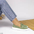 Жіночі замшеві мокасини оливкового кольору, фото 7