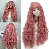 Pink Женский розовый парик Netgo, длинные пушистые вьющиеся волнистые волосы, парики для девочек, термост