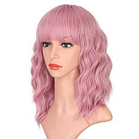 14 Inch Gray Pink ENTRANCED STYLES Черные парики с челкой для женщин 14 дюймов Синтетический кудрявый пар