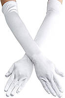 White Женские длинные атласные перчатки до локтя 1920-х годов оперные свадебные танцевальные перчатки для