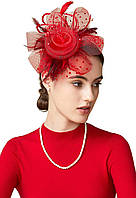 Red BABEYOND Fascinator Шапки для жінок Tea Party Hat Kentucky Fascinators Пов'язка Дербі Шапки Весільний