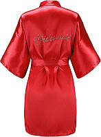 Red Bridesmaid Женские короткие атласные халаты EPLAZA одного размера с серебряными стразами для невесты