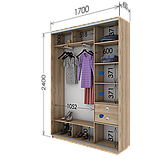 Шафа-купе (1000-1800*450*2400)  дсп/дзеркало, фото 9