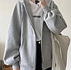 Жіноче оверсайз подовжене худі на флісі з капюшоном (чорне, сіре, бежеве, біле, темно-сине), фото 5