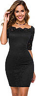 X-Large Bodycon-black Atnlewhi женские винтажные кружевные цветочные с открытыми плечами элегантные качел