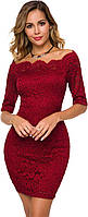 X-Large Bodycon-wine Red Atnlewhi женские винтажные кружевные цветочные с открытыми плечами элегантные ка