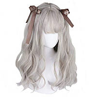 Gray aiyaya Long Curly Wig - Парики Lolita из натуральных синтетических волос с шапочкой для парика для к