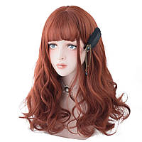 Dark Red aiyaya Long Curly Wig - Парики Lolita из натуральных синтетических волос с шапочкой для парика д