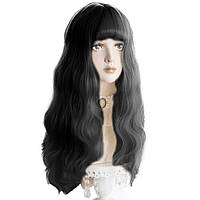 Black aiyaya Long Curly Wig - Парики Lolita из натуральных синтетических волос с шапочкой для парика для