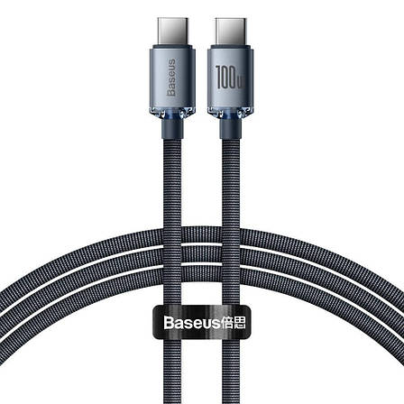 Кабель для зарядки телефона/ смартфона Baseus Crystal Type-C-Type-C 100 Вт 1.2 м Чорний (CAJY000601), фото 1