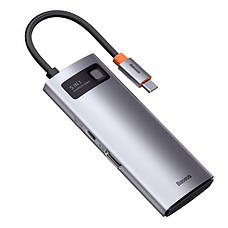 USB-Хаб Baseus Metal Gleam Series 5 в 1 Type-C на 3 x USB + Type-C PD + HDMI Сірий (CAHUB-CX0G), фото 2