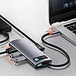 USB-Хаб Baseus Metal Gleam Series 5 в 1 Type-C на 3 x USB + Type-C PD + HDMI Сірий (CAHUB-CX0G), фото 6