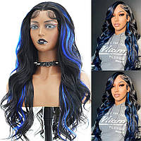 24 Inch Long Body Wave Wig Blue mix Black Body Wave Wig ANDRIA Парики Фронта Шнурка Прямые Волосы Бесклее