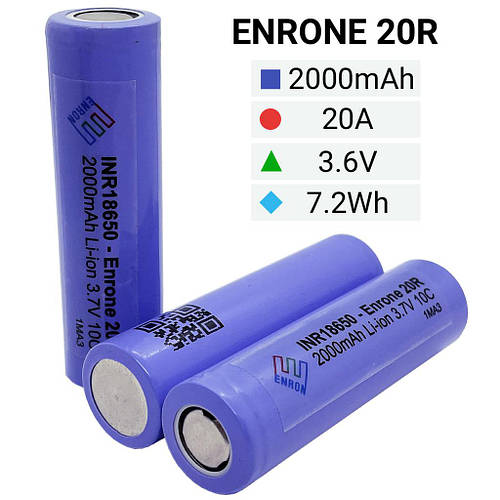 Купить Аккумулятор INR 18650 Enrone 20R 2000mAh Li-Ion, 10C (20A ...