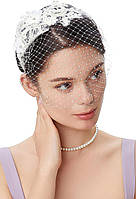 White BABEYOND Свадебная вуаль Чародей Сетчатая кружевная повязка на голову Чайная вечеринка Чародей
