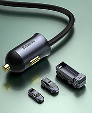 Автомобільний зарядний пристрій в прикурювач Baseus Share 120 W 3хUSB + Type-C Сірий (CCBT-B0G), фото 6