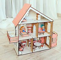 Дерев'яний ляльковий будинок для ляльок лол із меблями та ліфтом на 5 кімнат Лялькові будиночки для дівчаток