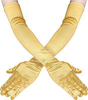 Gold Женские длинные атласные перчатки до локтя 1920-х годов оперные свадебные танцевальные перчатки для