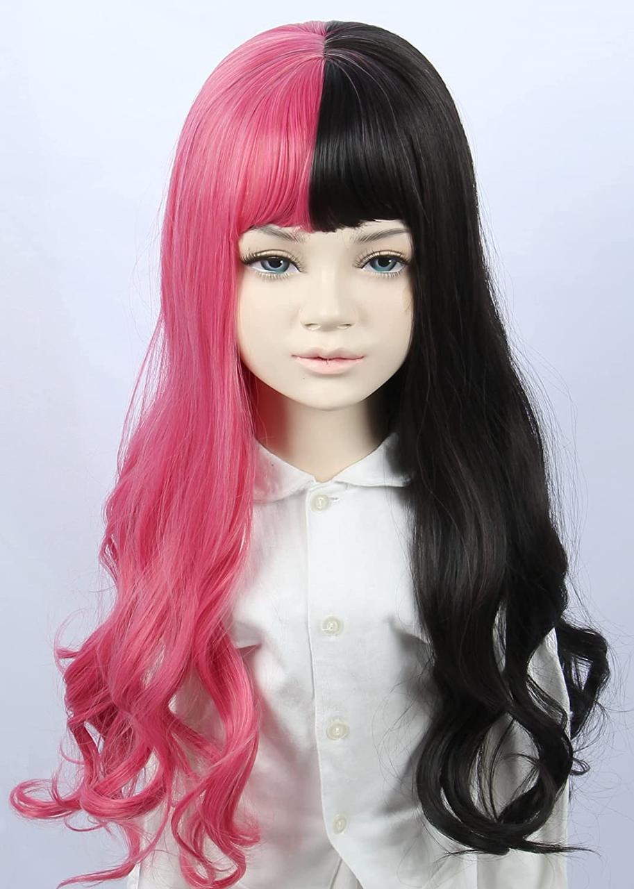 Pink And Black Длинный Розовый Парик для Косплея Linfairy с 3 Бантами ...