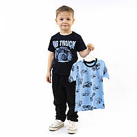 Комплект бавовняних футболок для хлопчика з машинками 3-4 роки