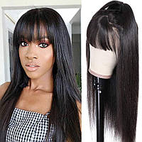 20 Inch Natural Black Lzlefho Шелковистые бразильские девственные прямые парики из человеческих волос с ч