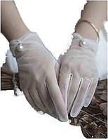 Olbye Bridal Wedding Gloves Full Fingers Белые свадебные перчатки для невесты и подружек невесты Жемчужны