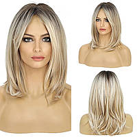 Ombre Blonde HAIRCUBE длинные светлые парики для женщин парик из синтетических волос с челкой цвет омбре