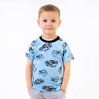 Летняя хлопковая футболка для мальчика машинки 4-5 лет
