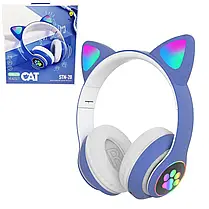 Бездротові навушники "CAT" STN28 з котячими вушками та LED лапками, дитячі навушники STN28, фото 2