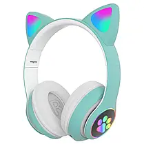 Бездротові навушники "CAT" STN28 з котячими вушками та LED лапками, дитячі навушники STN28, фото 3