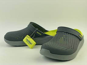 Сабо Crocs LiteRide Крокси чоловічі/жіночі лайтрайд сірий-лайм оригінал, фото 4
