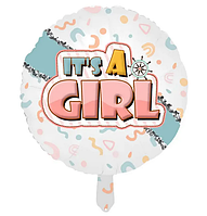 Фольгированный шар , гендер пати "It's a Girl", 45 см. (Китай)