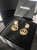 Брендові сережки Шанель/Chanel, позолота