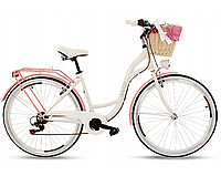 Велосипед Goetze Mood 28" бело - розовый 7 передач + фара и корзина в Подарок