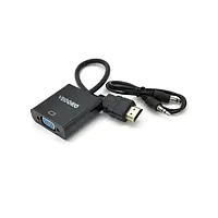 Переходник VEGGIEG H-V2B HDMI (тато) - VGA (мама) + Audio 25cm Black + аудио кабель